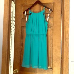 Blue midi with a pinched waist